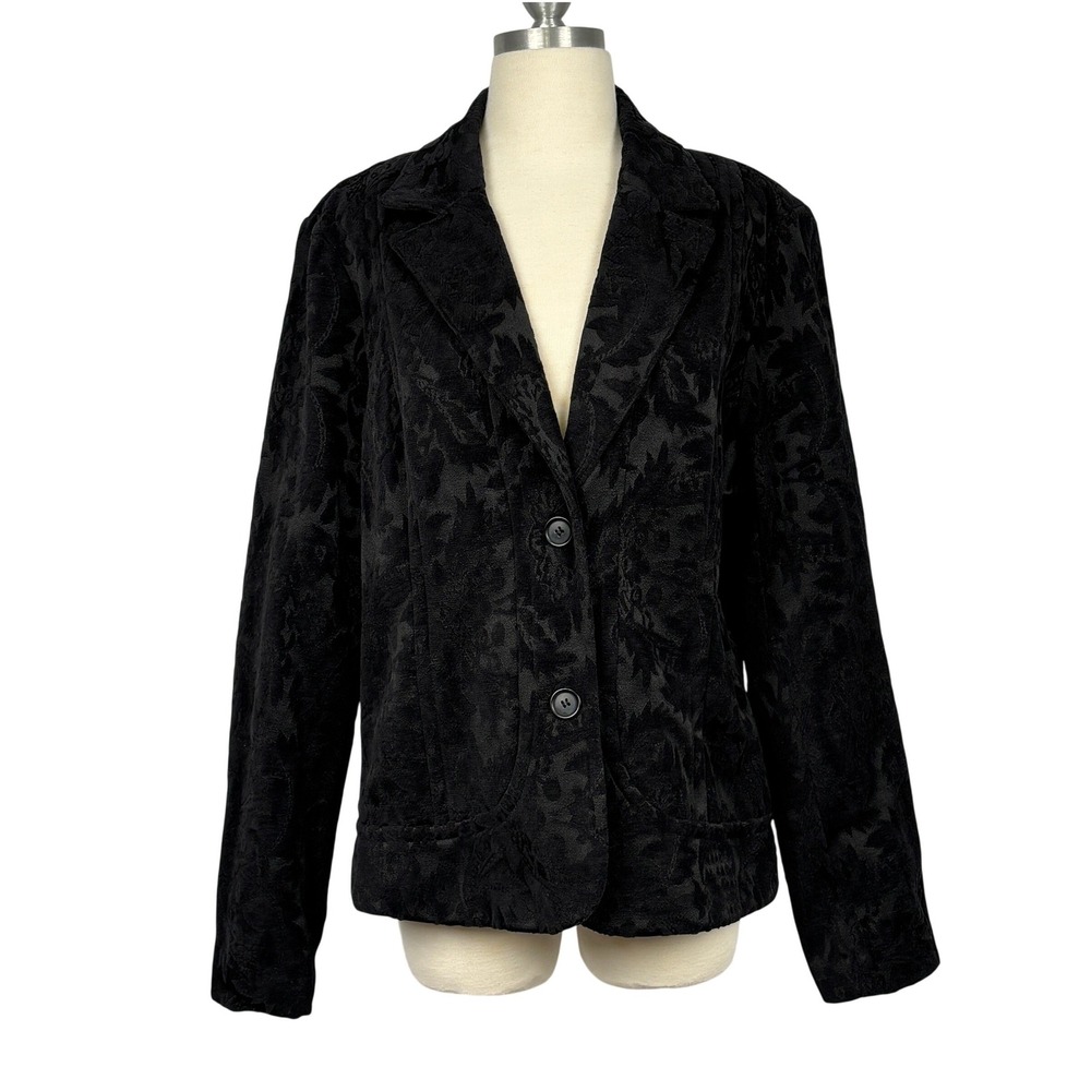 Axcess Black Burnout Velvet Blazer Jacket 16 Gothic Damask Whimsigoth Floral